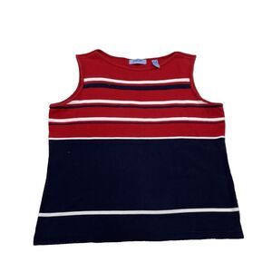 PACER Vintage Knit Tank Top Womens M ColorBlock VTG 90s Stripe Red Blue Paint